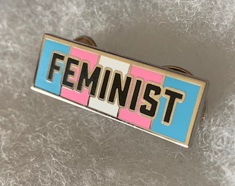 Feminist Trans Flag Pin -- Hard Enamel Pin -- Transgender Pride Pin -- Pink, Blue, White, pin