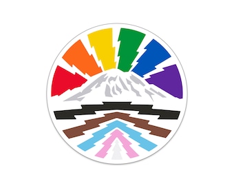 Vinylsticker Mountain is Out - vinylsticker Rainbow Mount Rainier