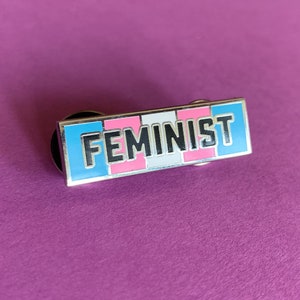 Feminist Trans Flag Pin Hard Enamel Pin Transgender Pride Pin Pink, Blue, White, pin image 8