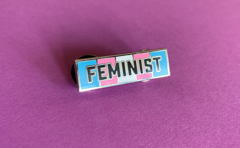 Feminist Trans Flag Pin Hard Enamel Pin Transgender Pride Pin Pink, Blue, White, pin image 8