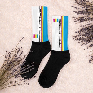 Pan Pride Socks Racing Stripe Edition Pansexual Pride Flag Socks image 2
