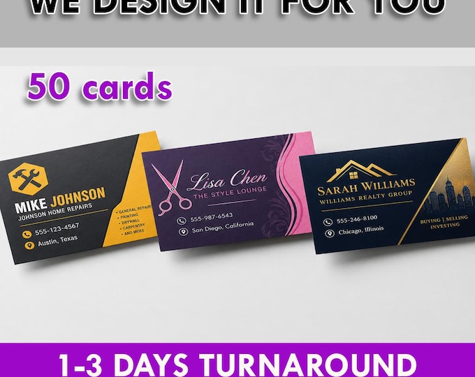 50 Custom Business Cards Printed, Professional Business Card Printing, Small Business Cards, Fast Turnaround Business Card
