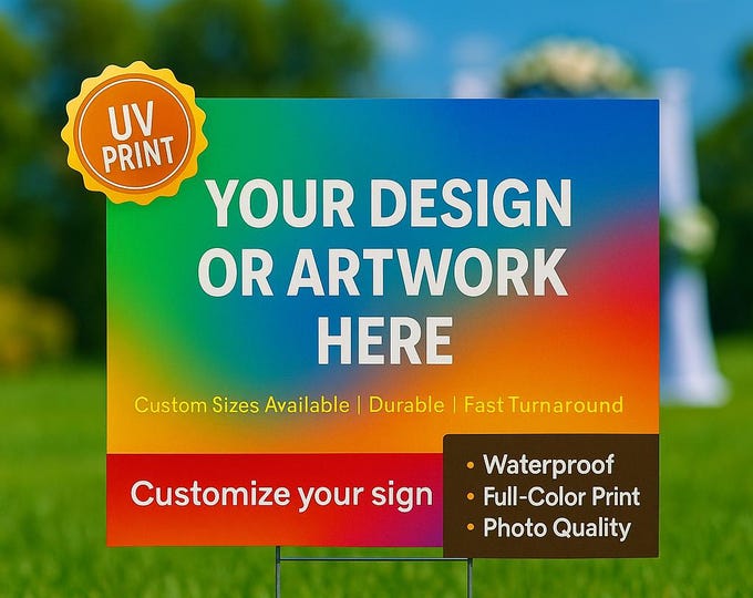Custom Yard Sign – Full Color Printed Sign | 24x18 & 18x12 | Birthday, Graduation, Party, Business, Corrugated Plastic