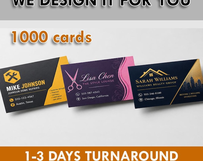 1000 Custom Business Cards Printed, Professional Business Card Printing, Small Business Cards, Fast Turnaround Business Card