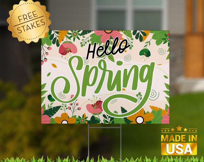 Hello Spring Yard sign 2025 springs yard sign decoration