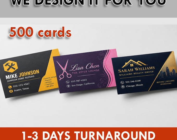 500 Custom Business Cards Printed, Professional Business Card Printing, Small Business Cards, Fast Turnaround Business Card
