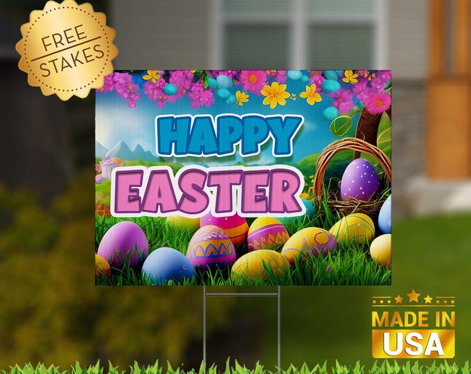 Happy Easter Yard sign 2025 springs yard sign decoration
