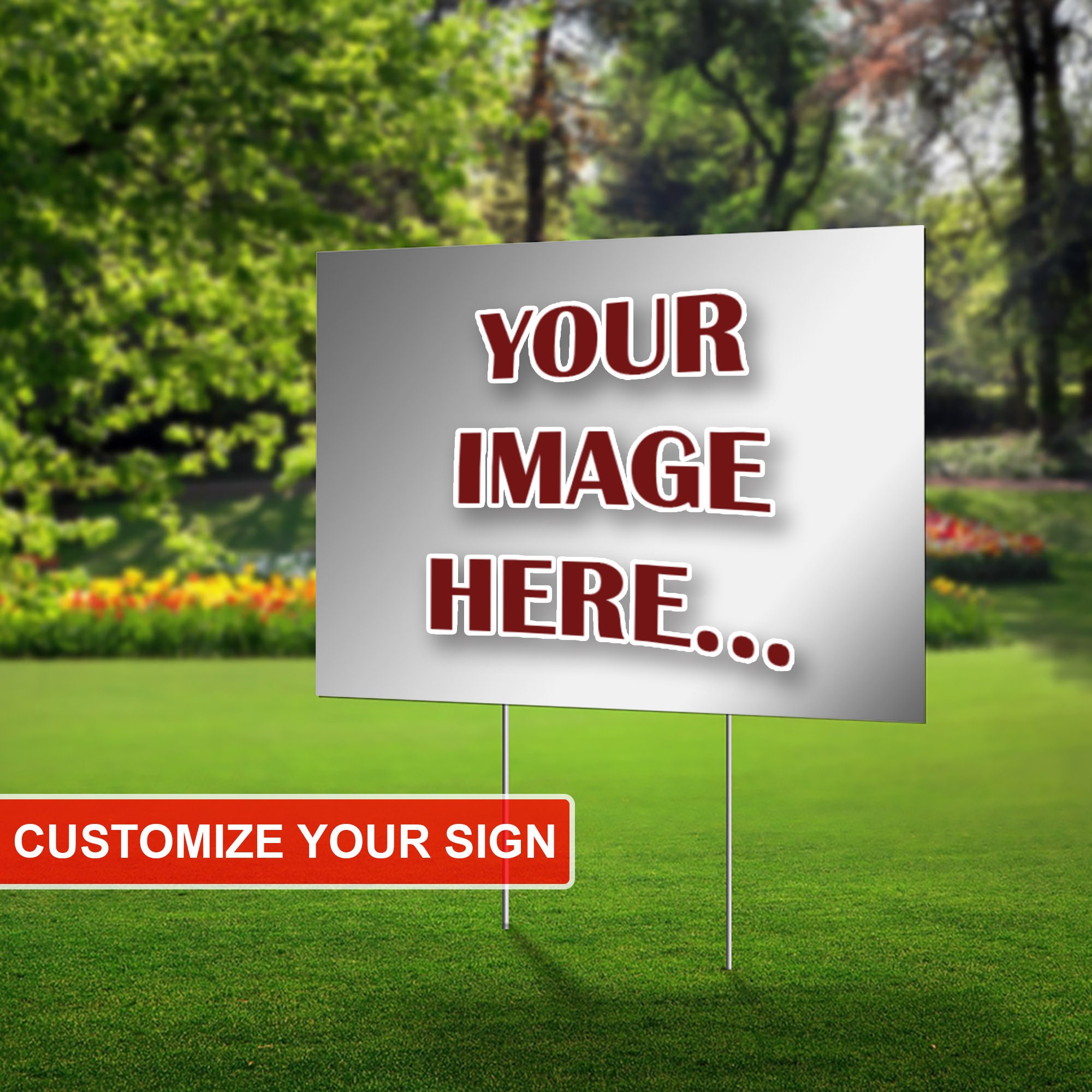 Custom Yard Sign with Metal Stakes, UV Print Corrugated Plastic Sheets