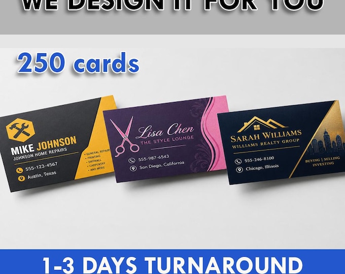250 Custom Business Cards Printed, Professional Business Card Printing, Small Business Cards, Fast Turnaround Business Card