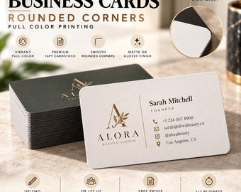 Custom Business Cards, Full Color Business Card Printing, Rounded Corners