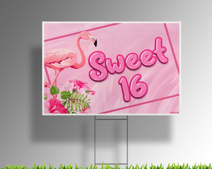 Sweet 16 for sweetie girl yard sign with Metal Stakes, UV Print Corrugated Plastic Sheets 24"x18" Indoor & Outdoor