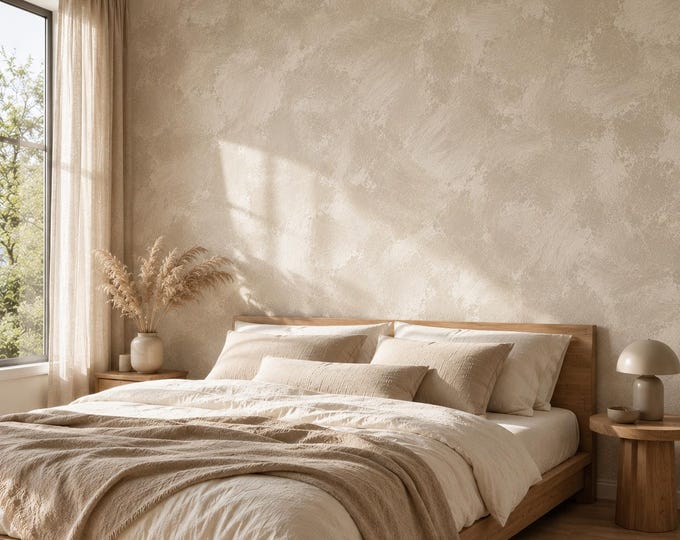 Limewash Peel and Stick Wallpaper, Removable Accent Wall, Renter Friendly Wallpaper, Textured Plaster Wall Mural, Self-Adhesive Wallpaper