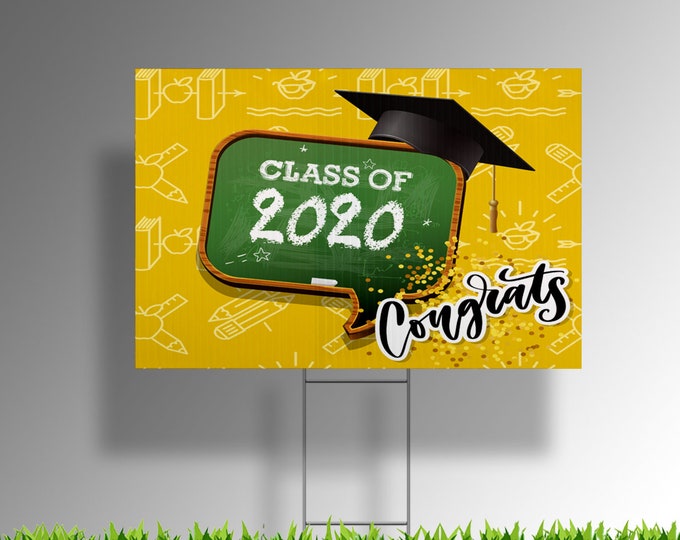 Class of 2023 Congrats yard sign, UV Print Corrugated Plastic Sheets 22" x 16" Indoor & Outdoor