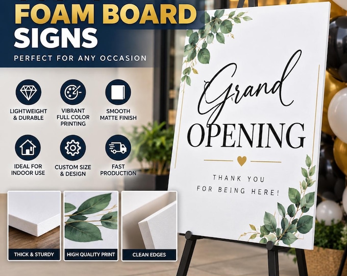 Custom Foam Board Signs | Wedding Welcome Sign, Baby Shower, Graduation & Events | Fast Printing