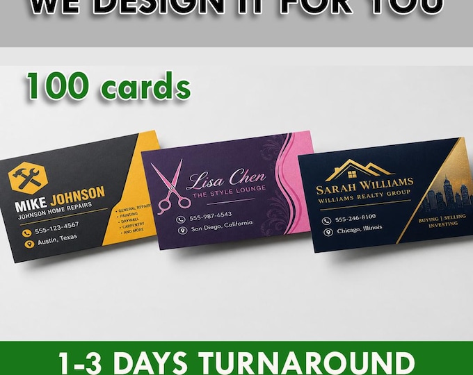 100 Custom Business Cards Printed, Professional Business Card Printing, Small Business Cards, Fast Turnaround Business Card