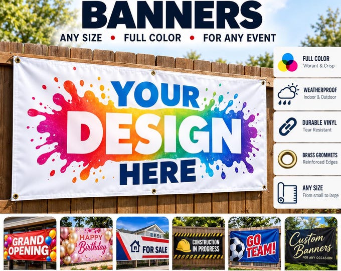 Custom Business Vinyl Banner, Full Color Outdoor Print