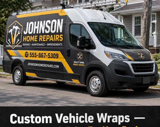 Contractor Vehicle Wrap Custom, Handyman Vinyl Wrap Printed, Custom Vinyl Wrap with Logo, Work Van Wrap
