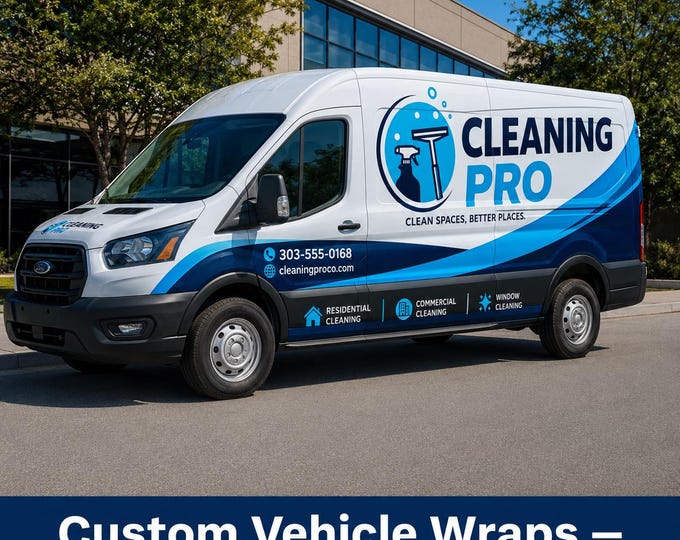 Cleaning Service Vehicle Wrap Custom, Maid Vinyl Wrap Printed, Custom Vinyl Wrap with Logo, Cleaner Van Wrap