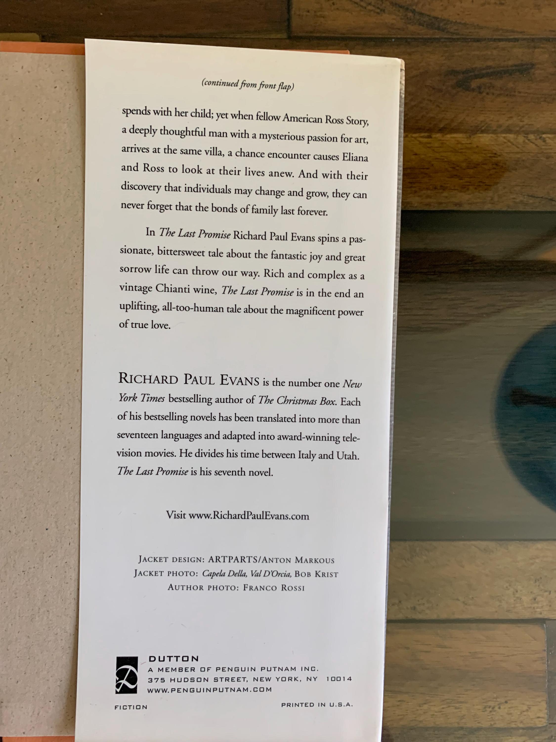 The last promise by richard paul evans jacketed hardcover a novel by
