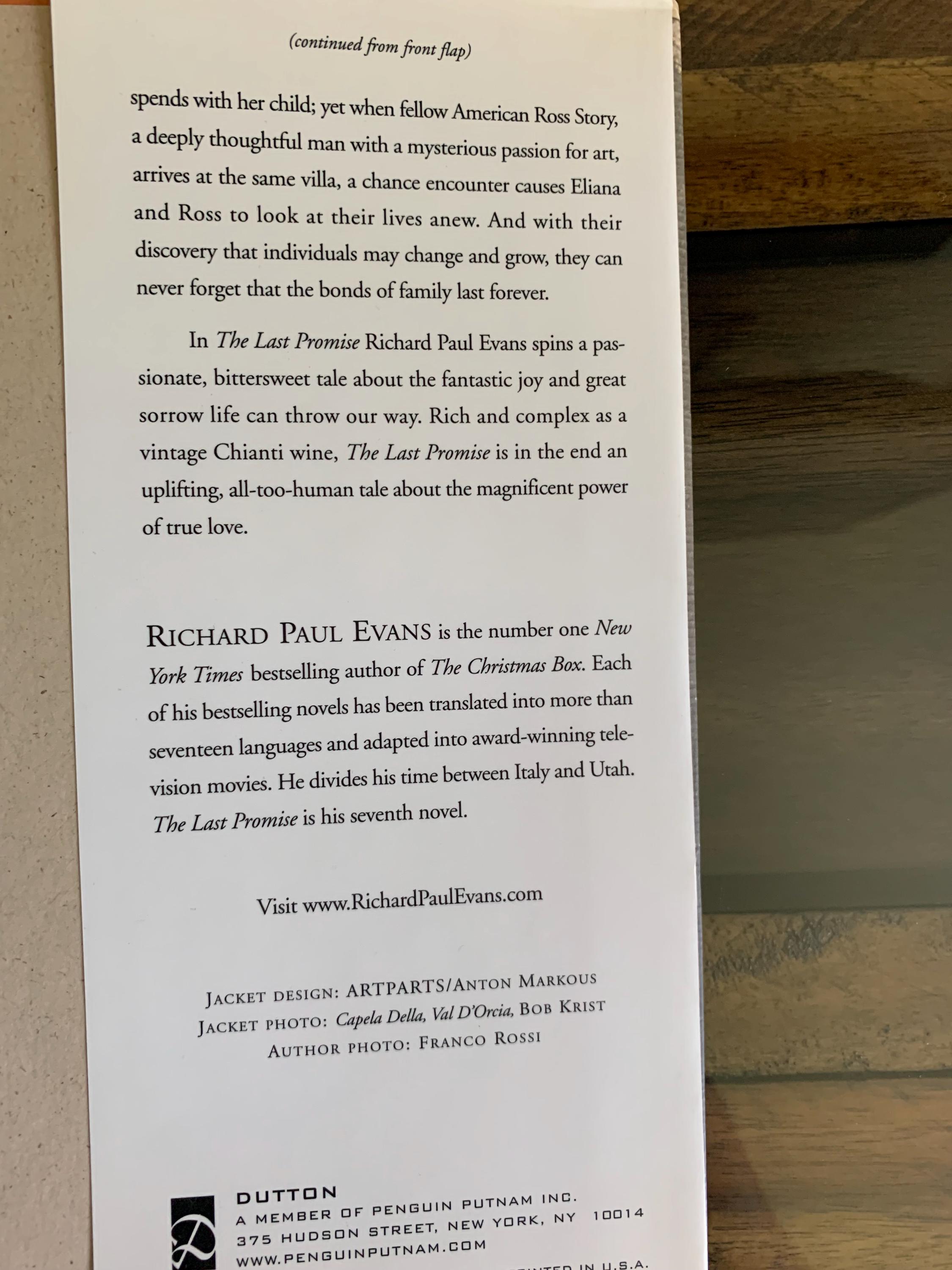 The last promise by richard paul evans jacketed hardcover a novel by