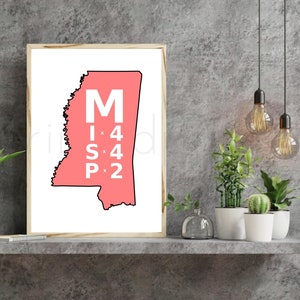 Retro Mississippi Print, Mississippi Letters Decor, Mississippi Spelling Print, Mississippi Poster, Oxford MS Print, Magnolia State Art