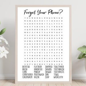 Bathroom Word Search, Bathroom Wall Decor, Forget Your Phone?, Bathroom Wall Art, 8x10, 11x14, Funny Printable Art, Bathroom Signs