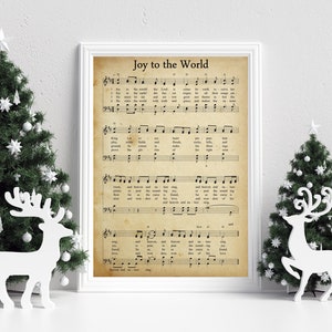 Joy to the World, Bauernhaus Weihnachtsdekoration, Weihnachtslied, Druckbares Weihnachtslied, Vintage Noten, Weihnachtslied