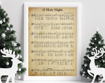 O Holy Night Printable Vintage Christmas Hymn Carol Sheet - Etsy