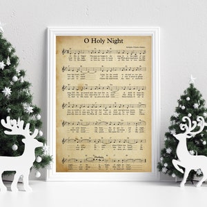 O Heilige Nacht, Kerst blad Muziek, Vintage Christmas Carol, Vakantie Muziek, Rustieke Kerst Decor, Vintage Hymne, Instant Download