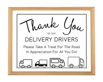 Delivery Driver Appreciation Sign: Thank You Printable (Instant Download)
