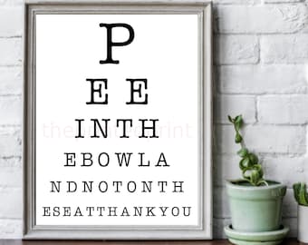 Pee in the Bowl and Not on the Seat Thank You, Funny Bathroom Sign, Bathroom Humor Print, Toilet Humor Sign, Bathroom Wall Decor, Eye Chart