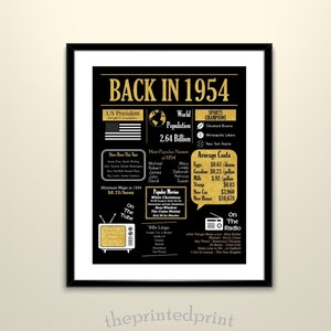 Poster del giornale "Back in 1954 Black Gold" stampabile, curiosità del 1954, stampa fai da te, regalo dell'ultimo minuto, arredamento anni '50