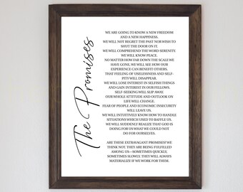 The AA Promises Addiction Recovery Wall Art Twelve Steps - Etsy