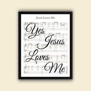 Jesus Loves Me, Religious Printable, Christian Music Print, Sheet Music Art, Farmhouse Religious Decor