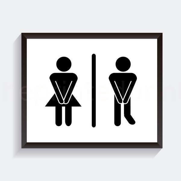 Funny Bathroom Sign | Have to Pee Sign | Holding It In | Man Woman Sign | Gotta Go | Use the Bathroom Sign | Silly Bathroom Sign