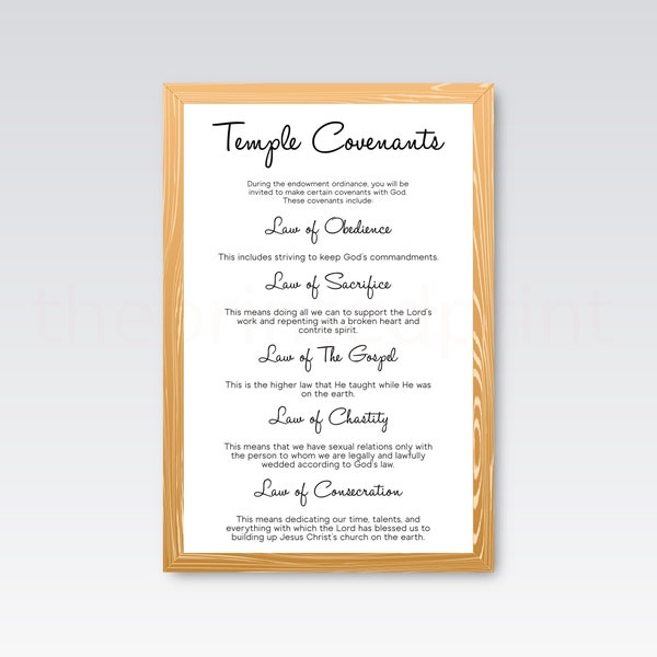 LDS Temple Covenants Digital Print | LDS Temple Poster | Printable File | LDS Study | lds covenants | lds temple poster