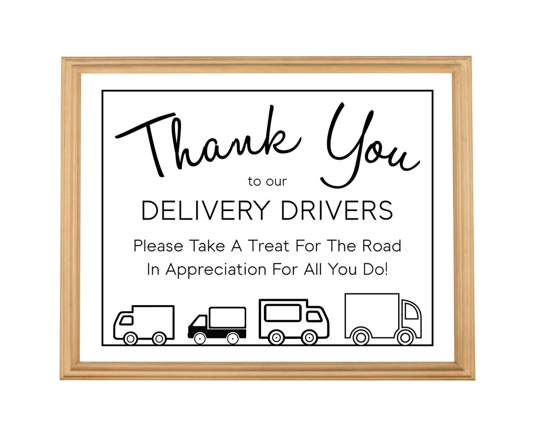 Delivery Driver Appreciation Thank You, Printable Front Door Sign, Gift