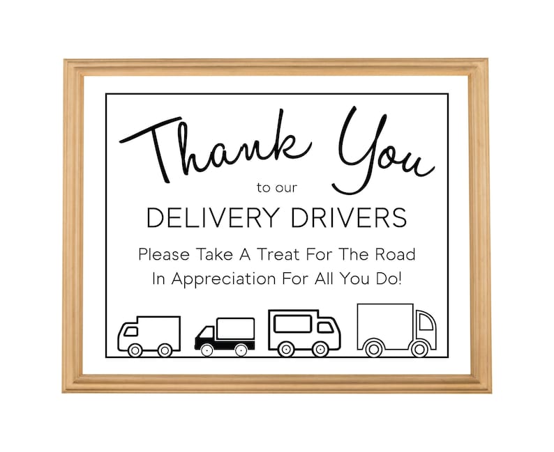 Delivery Driver Appreciation Thank You Printable Front Door Etsy