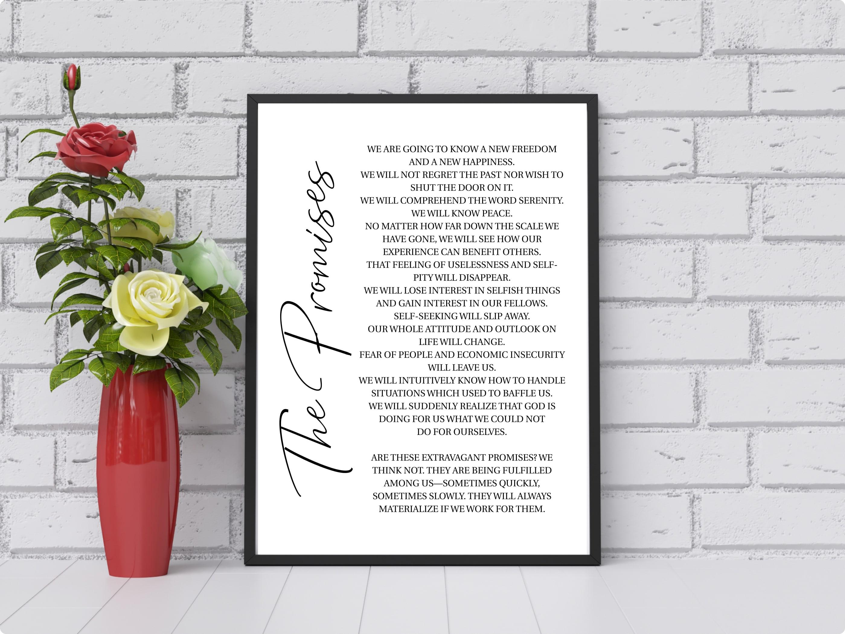 The AA Promises | Addiction Recovery Wall Art | Twelve Steps | Sobriety ...