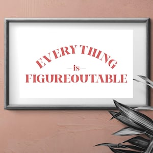 Everything is Figureoutable, Pink Retro Print, Positive Affirmation Decor, Motivational Art, Inspirational Quote Poster, Fun Office Print
