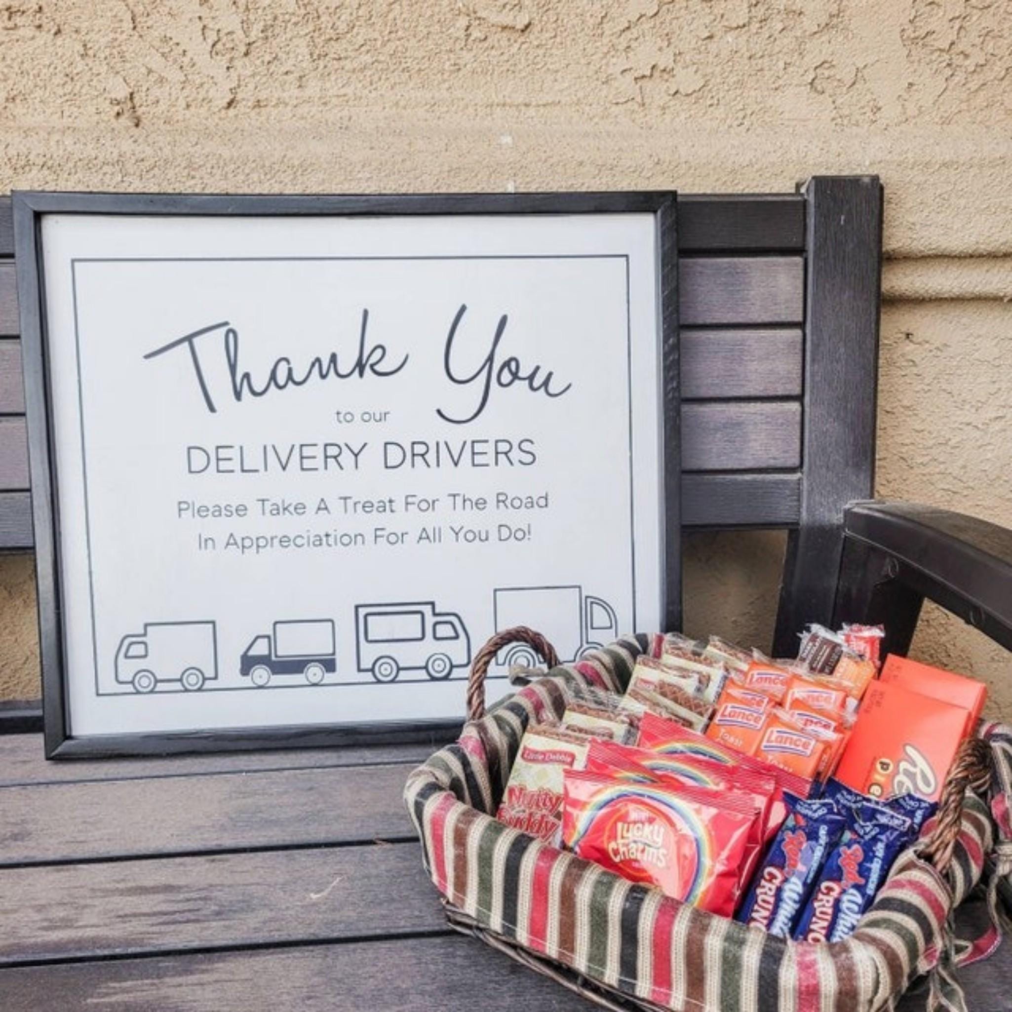 Delivery Driver Appreciation Thank You, Printable Front Door Sign 