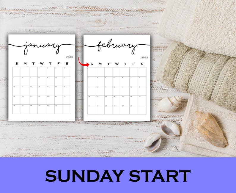 2025 Calendar, Printable Yearly Planner, Calendar Refills, Calendar PDF