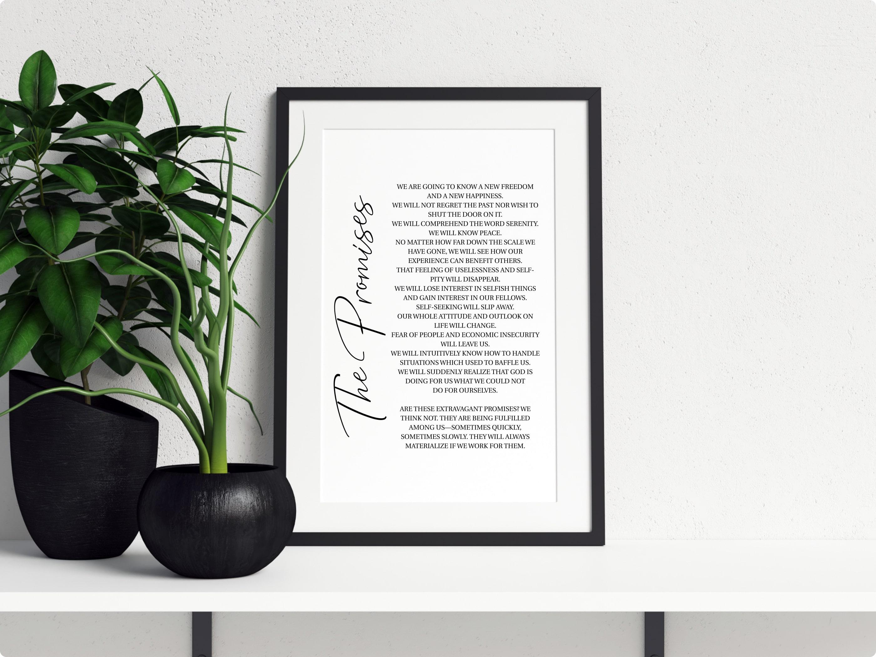 The AA Promises | Addiction Recovery Wall Art | Twelve Steps | Sobriety ...