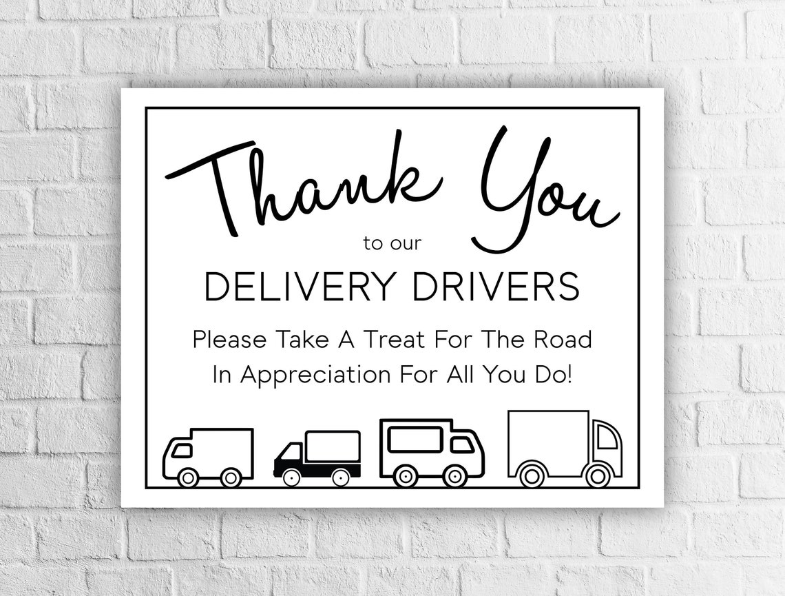 Delivery Driver Appreciation Thank You Printable Front Door - Etsy