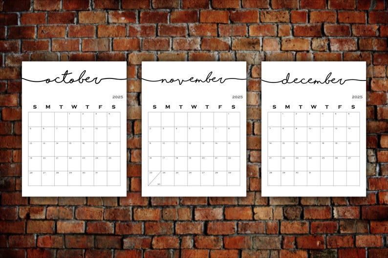 2025 Calendar, Printable Yearly Planner, Calendar Refills, Calendar PDF