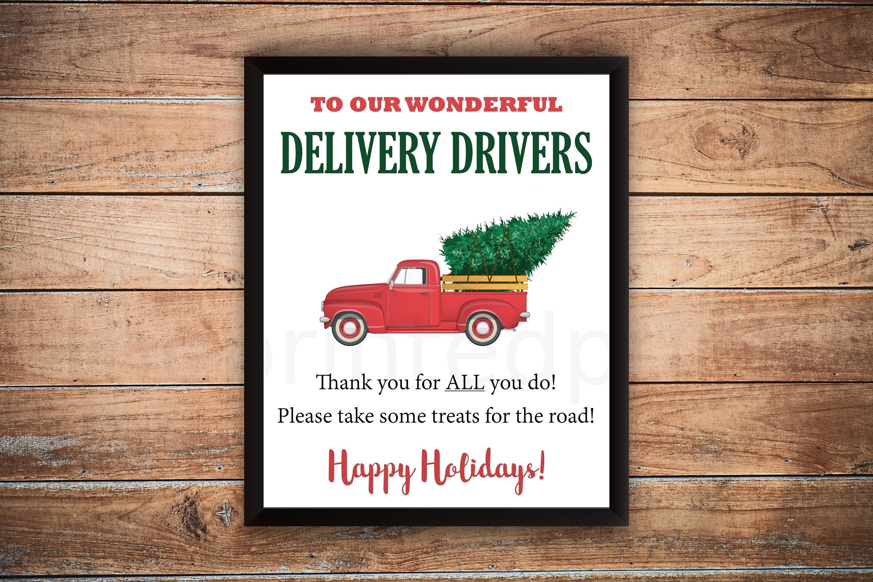 Thank You Delivery Drivers Printable Sign, Gift for UPS USPS FedEx DHL  Driver, Digital Download, Print Now