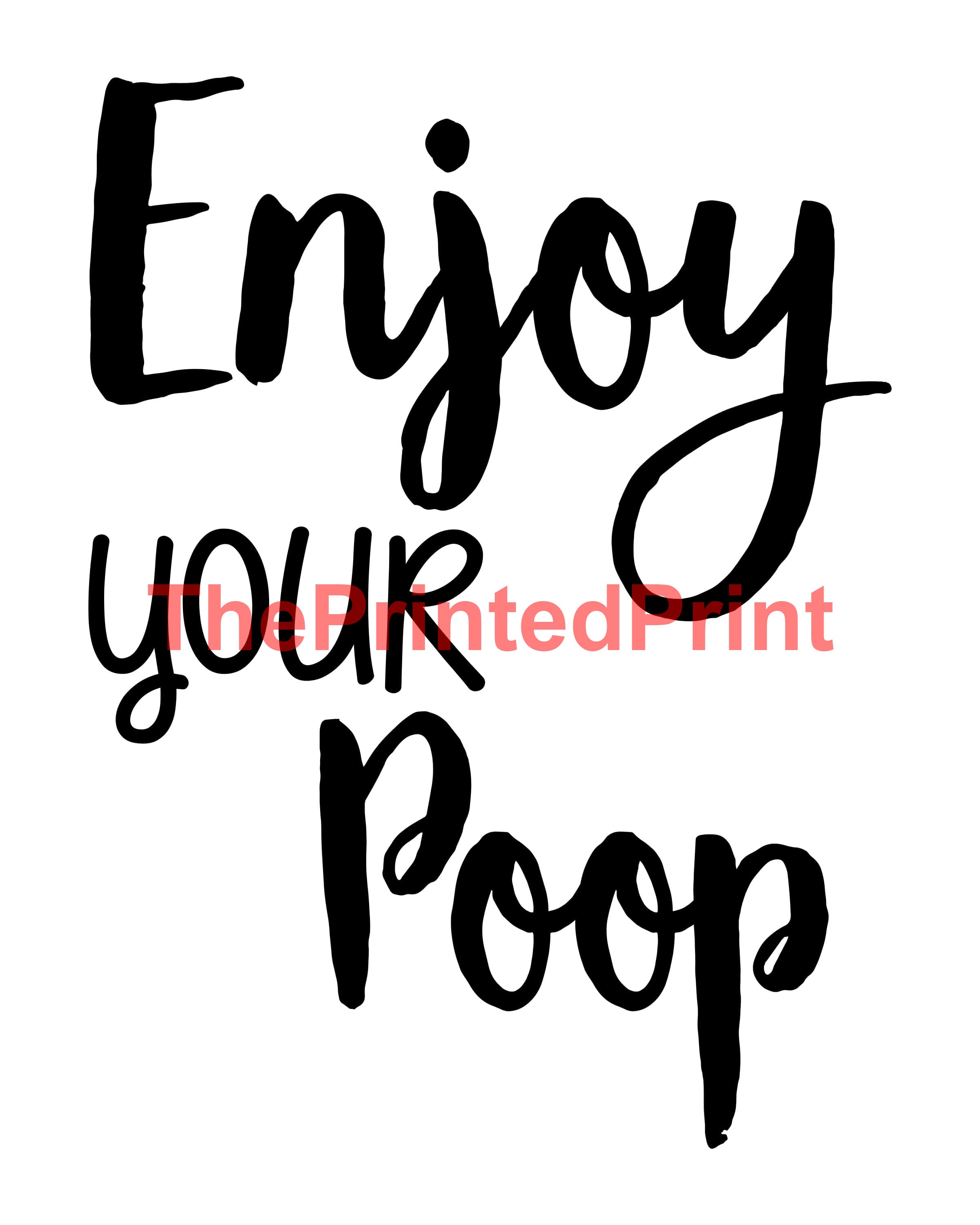 Enjoy Your Poop Funny Bathroom Quote Print Funny Toilet Art | Etsy