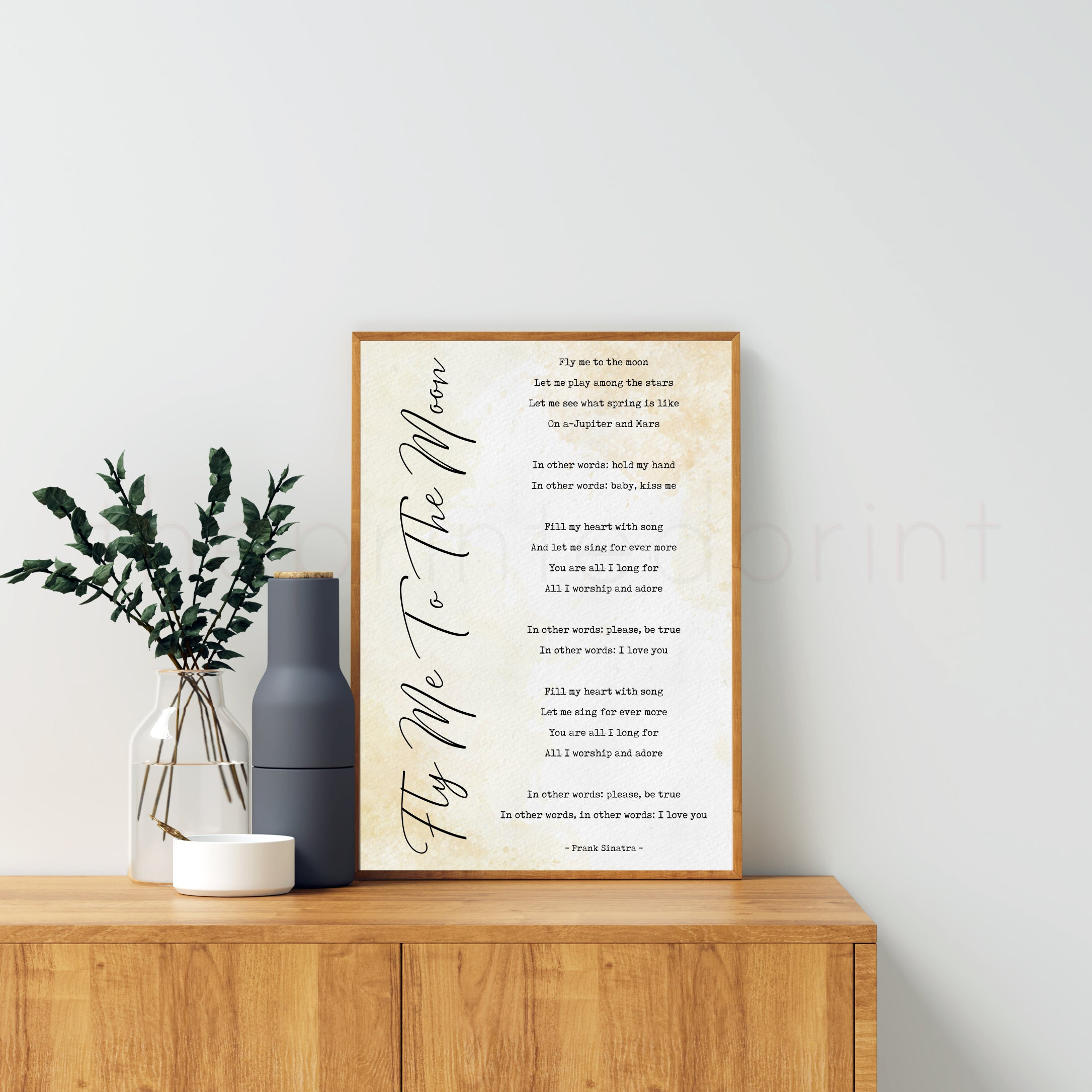Fly Me To The Moon Lyrics Frank Sinatra Song Lyrics Sinatra Etsy
