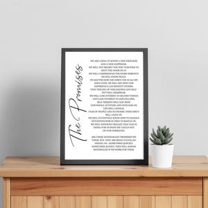 The AA Promises | Addiction Recovery Wall Art | Twelve Steps | Sobriety ...
