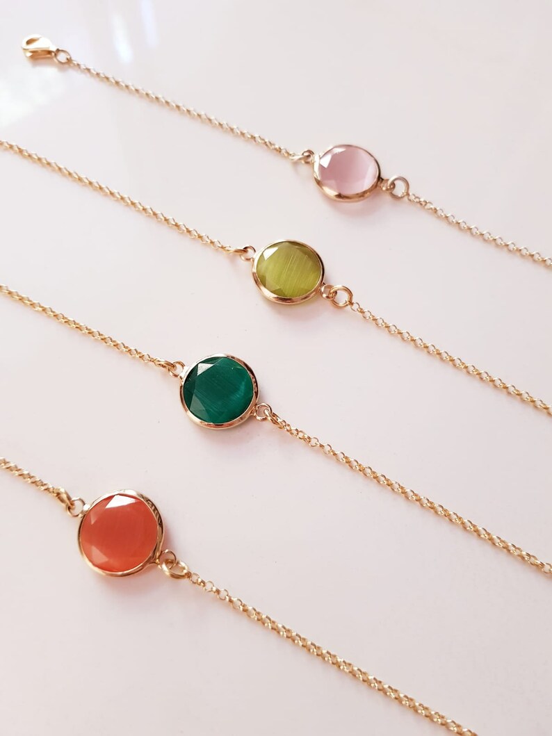 Bracelet with Natural Stones in Sterling Silver Gold Plated